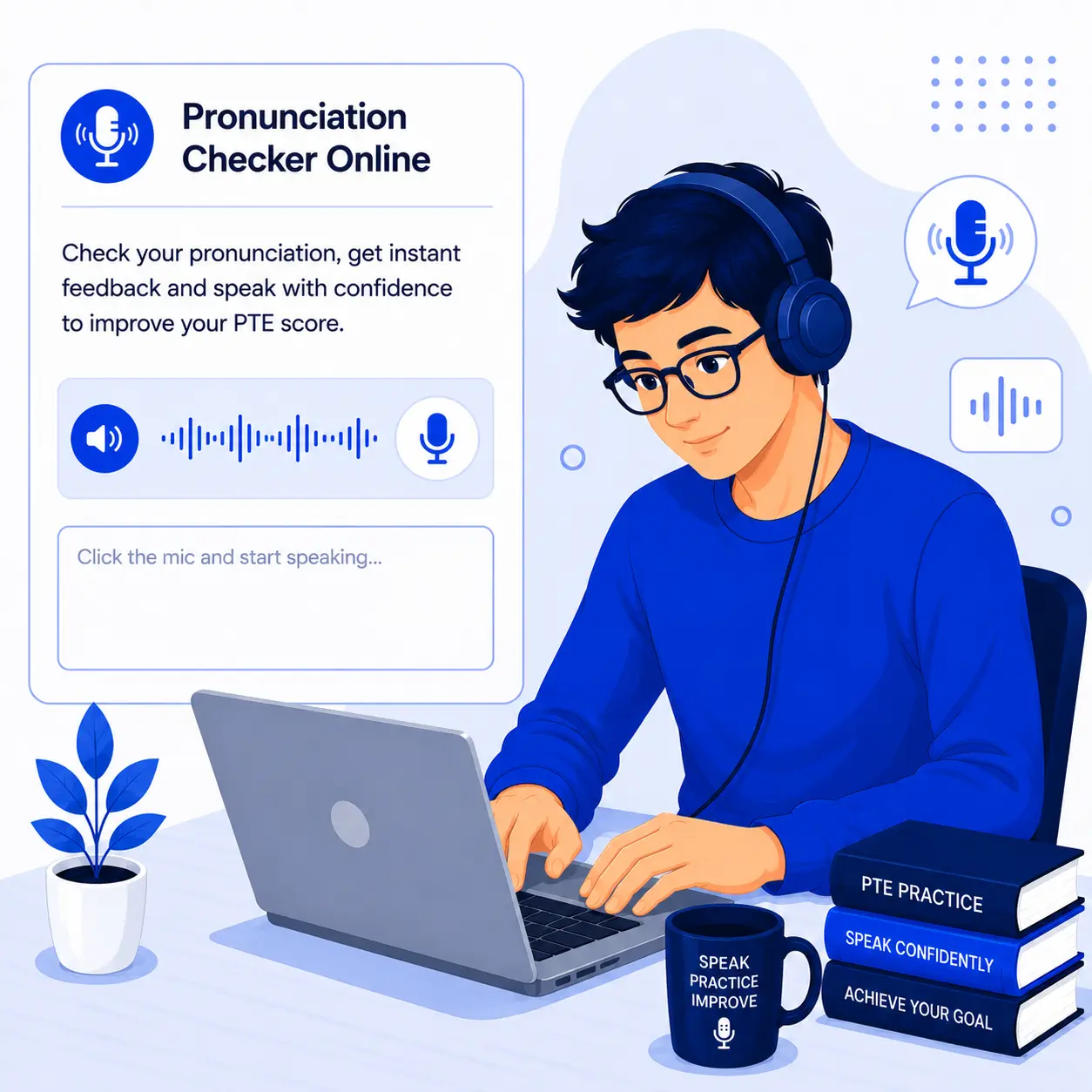 Student using the PTE Pronunciation Checker Online
